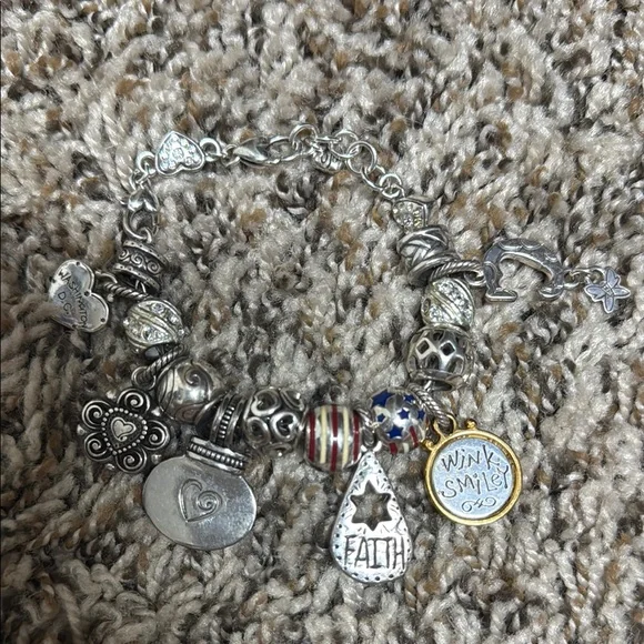 Brighton Silver Charm Bracelet with Red and Blue Accents - Picture 3 of 3